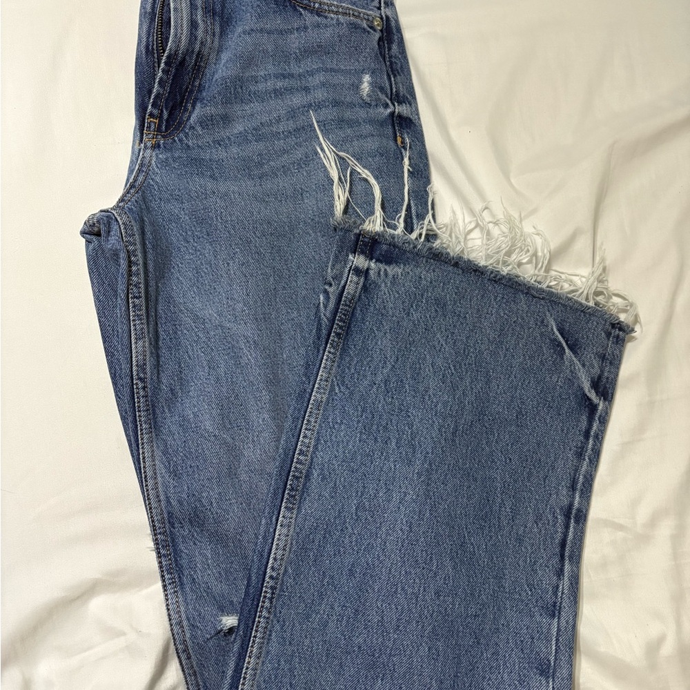 Zara Blue Distressed Ankle Jeans